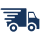 Blue delivery van icon with motion lines, representing shipping or delivery service. (informational)